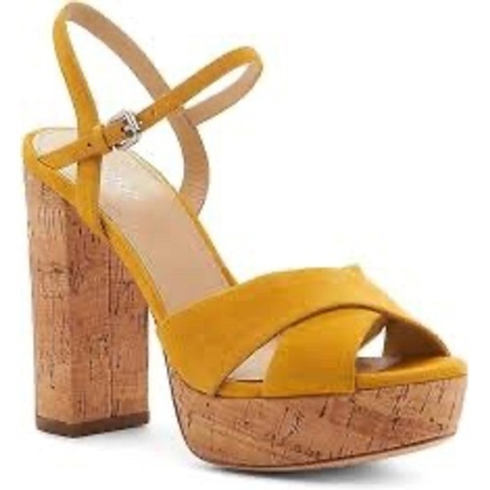 NIB: Botkier Plateau‎ Sunshine Suede Cork Platform Block Heel Sandals Size 10